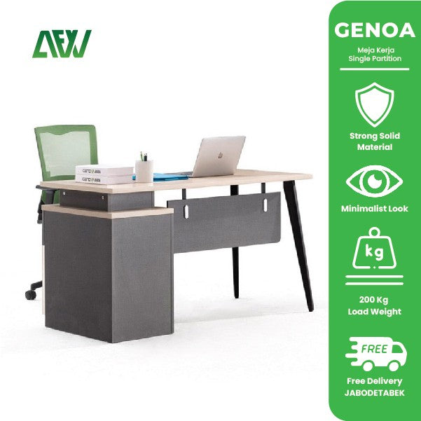 Meja Kerja GENOA Meja Single Minimalis Natural Wood Steel Frame – All ...