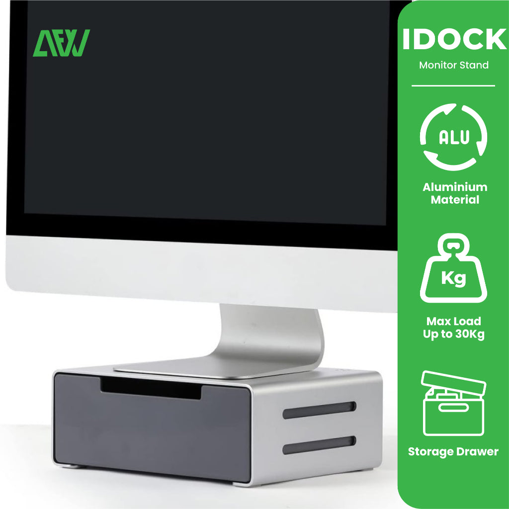 IDOCK Monitor Stand Riser Desk Shelf Meja Monitor Laci Penyimpanan Rak Organizer