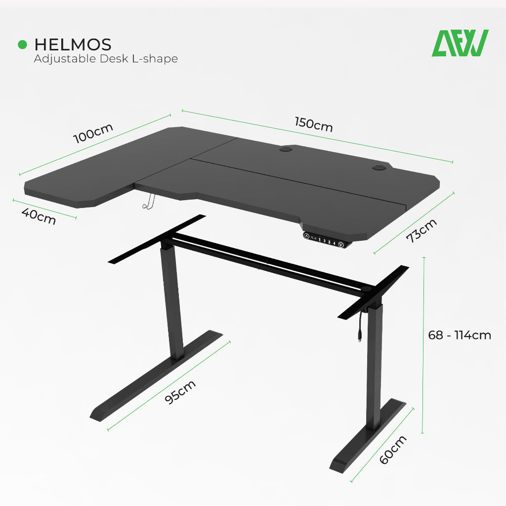 HELMOS Meja Kerja Gaming Elektrik Otomatis Adjustable Standing Desk ALL FOR WORK