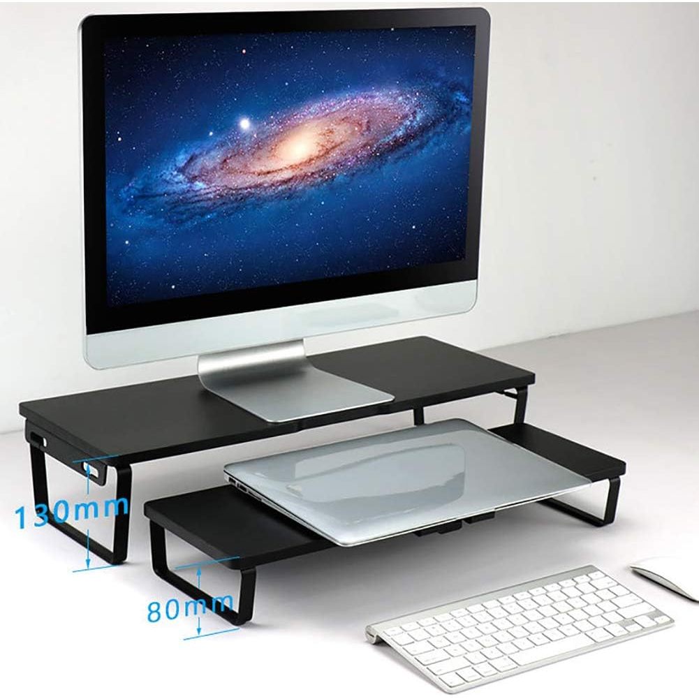 NIKI Deskmount Monitor Stand Kayu Minimalis Double Riser Stand