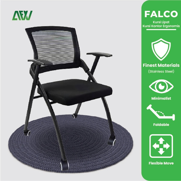 FALCO Kursi Kerja Kantor Flip Ergonomis Stainless Steel Busa + Roda ALL FOR WORK