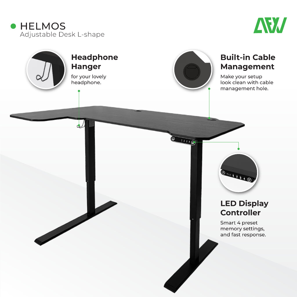 HELMOS Meja Kerja Gaming Elektrik Otomatis Adjustable Standing Desk ALL FOR WORK