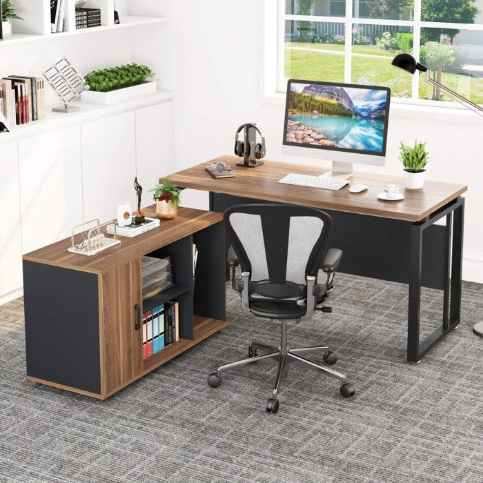 MARVYN Director's Work Desk Portable Office Desk Drawer Shelf Director's Desk