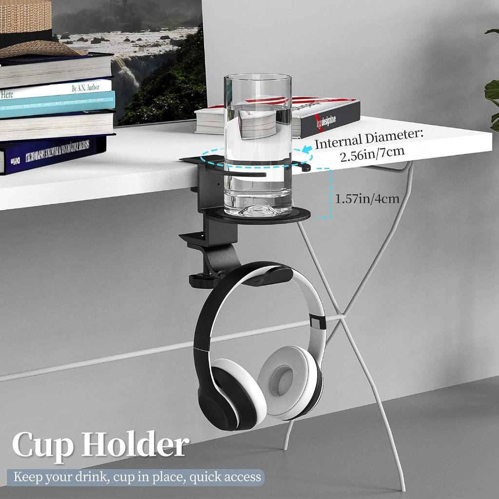 IKARIS Under Desk Headphone Hanger Cupholder Hanger Headset Holder