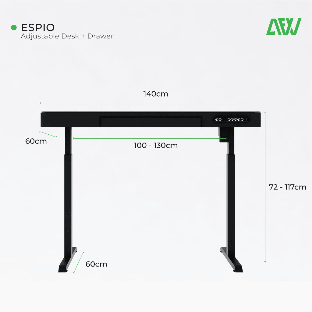 ESPIO Set Meja Kaki Kerja Electric Desk Ergonomic Steel Set Drawer