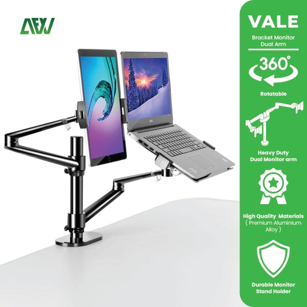 VALE Bracket Monitor TV LED Desk Mount Braket Stand Laptop Stand Dudukan Tablet 3in1