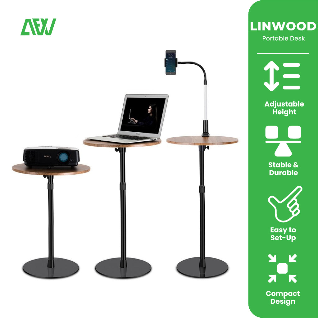 LINWOOD Adjustable Work Desk Stand Speaker Tripod Projector Multifunctional Side Table