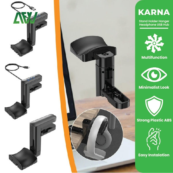 KARNA Stand Holder Hanger Headphone USB Hub Converter Cable Management