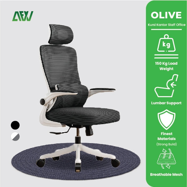 Comfortable OLIVE Lumbar Support Middle Staff Ergonomic Work Chair