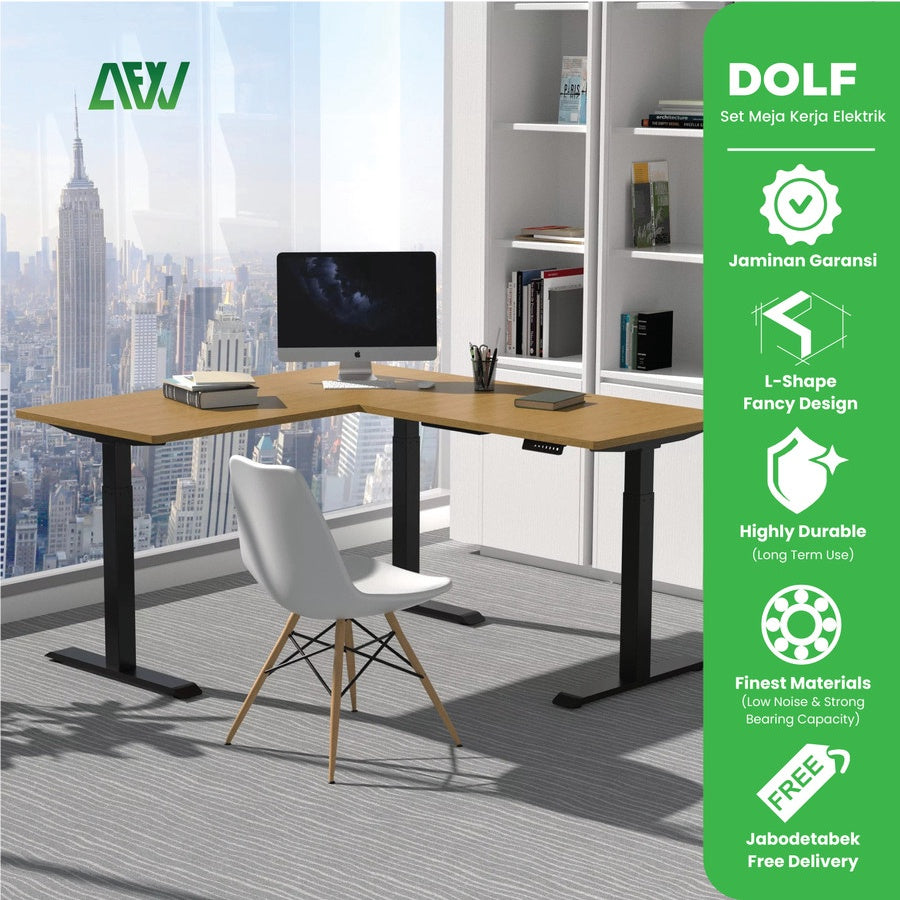 DOLF Electric Work Desk Adjustable Standing Office Desk L-SHAPE - AFW