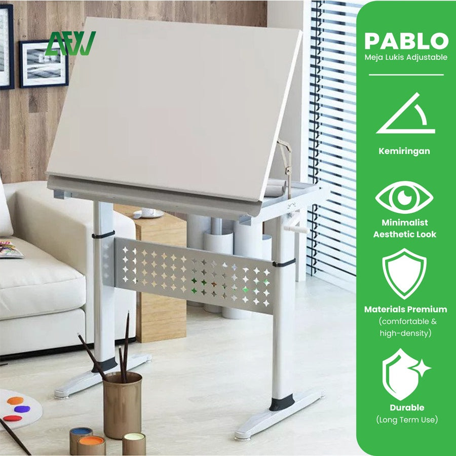 PABLO Meja Lukis Standing Adjustable Desk Meja Gambar Anak-Dewasa