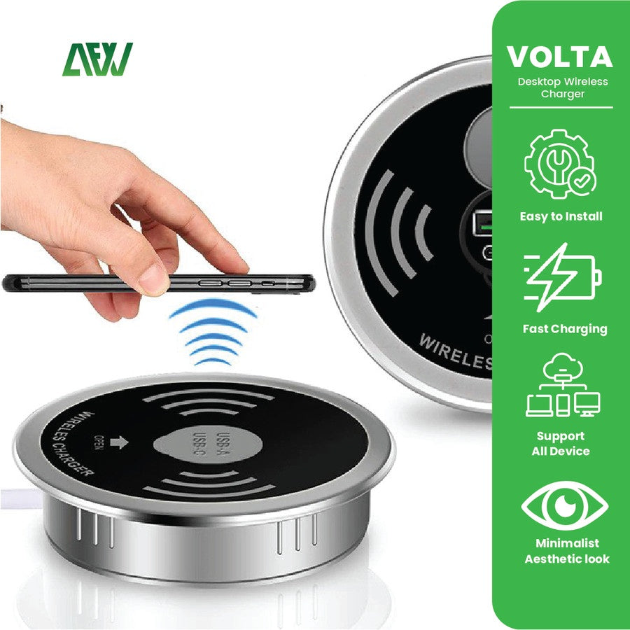 VOLTA Build in Destkop Wireless Charger Pad Quick Charging Pad 15W