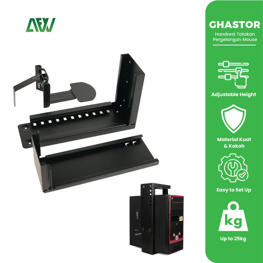 GHASTOR Bracket CPU Under Table / Bawah Meja Case Holder