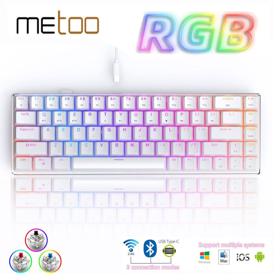 METOO Wireless Mechanical Keyboard Wired 2.4G + Bluetooth Keyboard